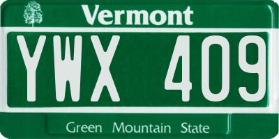 VT license plate YWX409