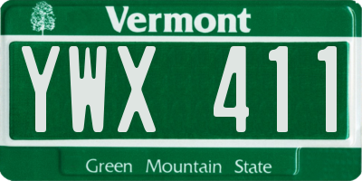 VT license plate YWX411