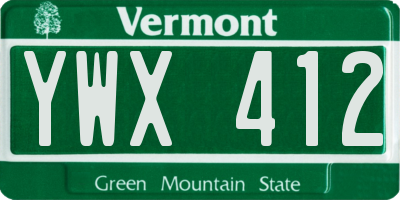 VT license plate YWX412