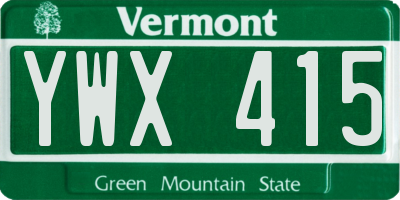 VT license plate YWX415