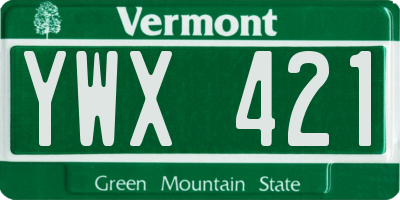 VT license plate YWX421