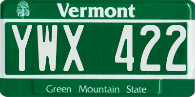 VT license plate YWX422