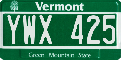 VT license plate YWX425