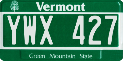 VT license plate YWX427