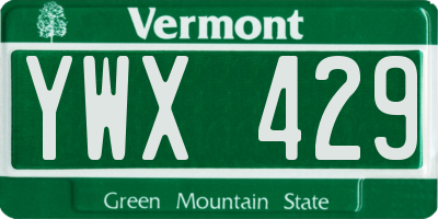 VT license plate YWX429