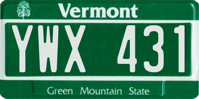 VT license plate YWX431