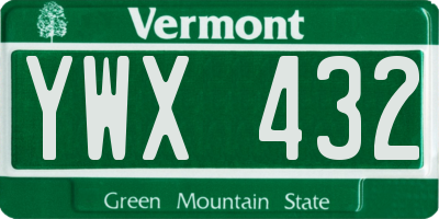 VT license plate YWX432