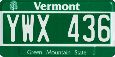 VT license plate YWX436