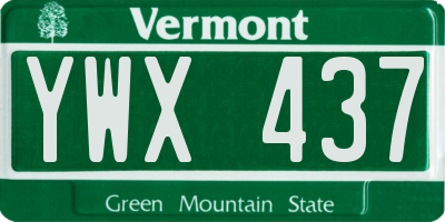 VT license plate YWX437