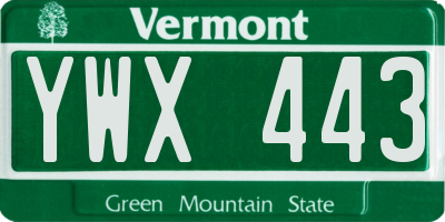 VT license plate YWX443