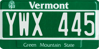 VT license plate YWX445