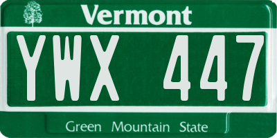 VT license plate YWX447