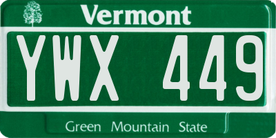VT license plate YWX449
