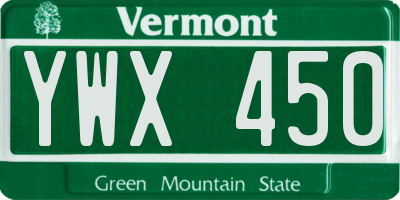 VT license plate YWX450
