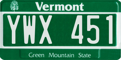 VT license plate YWX451