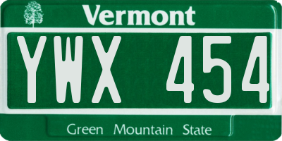 VT license plate YWX454
