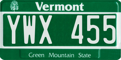 VT license plate YWX455