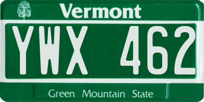 VT license plate YWX462