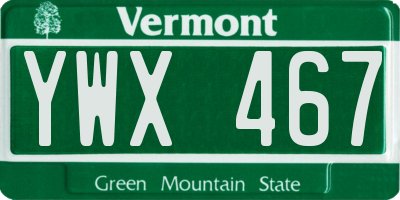 VT license plate YWX467