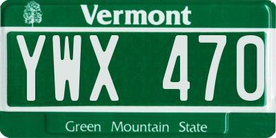 VT license plate YWX470