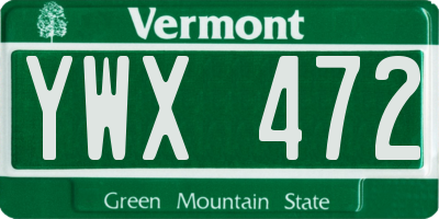 VT license plate YWX472