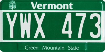 VT license plate YWX473