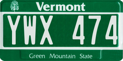 VT license plate YWX474