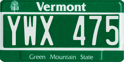 VT license plate YWX475