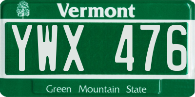 VT license plate YWX476