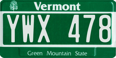 VT license plate YWX478