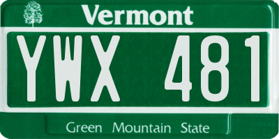VT license plate YWX481
