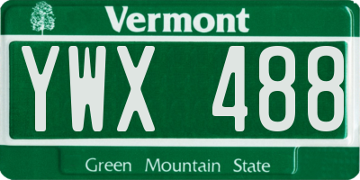 VT license plate YWX488