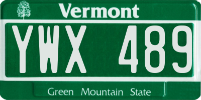 VT license plate YWX489