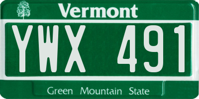 VT license plate YWX491