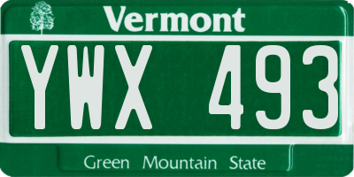 VT license plate YWX493