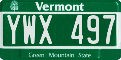 VT license plate YWX497