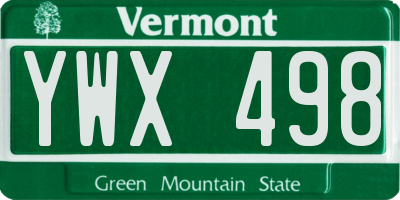 VT license plate YWX498