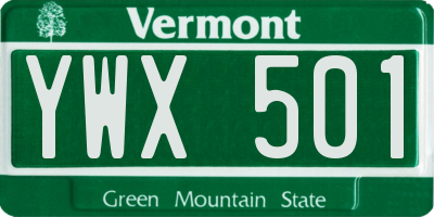 VT license plate YWX501