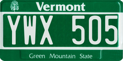 VT license plate YWX505