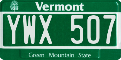 VT license plate YWX507