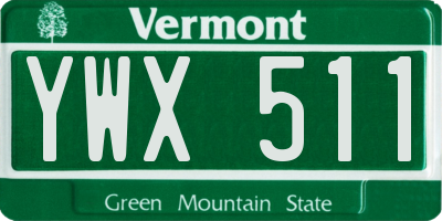 VT license plate YWX511