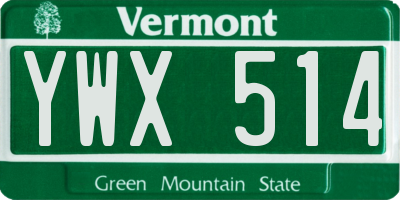 VT license plate YWX514
