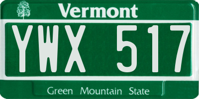 VT license plate YWX517