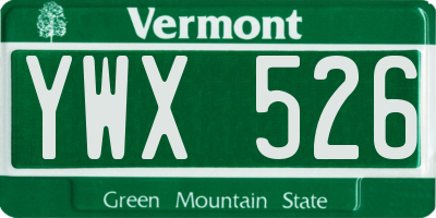 VT license plate YWX526