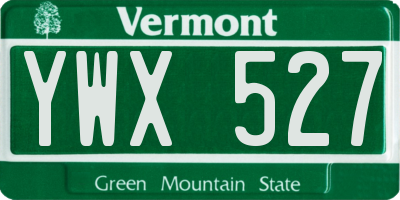 VT license plate YWX527