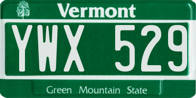 VT license plate YWX529