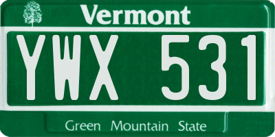 VT license plate YWX531