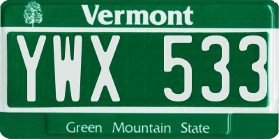 VT license plate YWX533