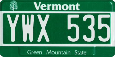 VT license plate YWX535