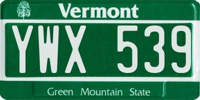 VT license plate YWX539